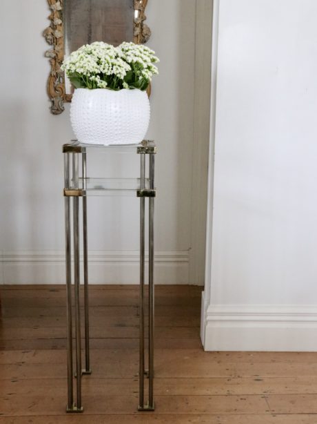 Hollywood Regency lucite, glass and brass pedestal
