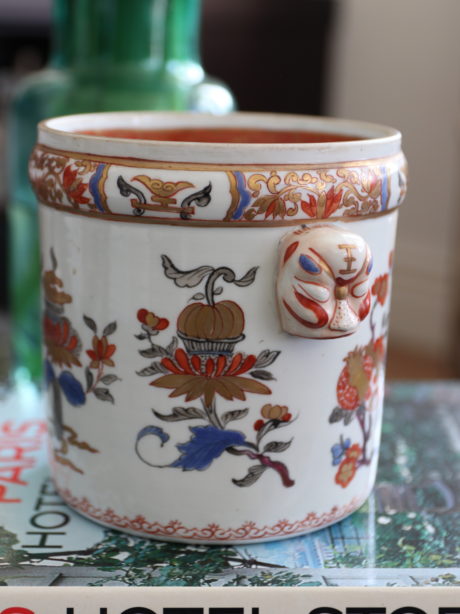 Imari style ceramic cache pot or planter