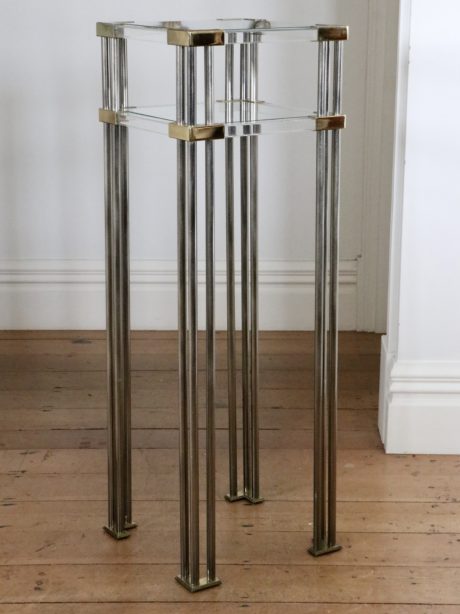 Hollywood Regency lucite, glass and brass pedestal