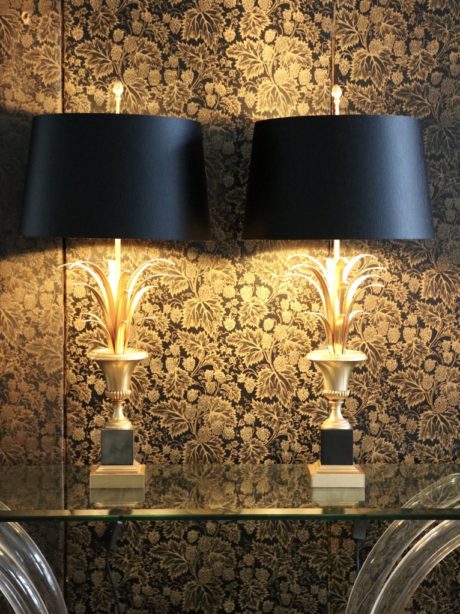 A Pair of French Wheat Sheaf Lamps c.1970