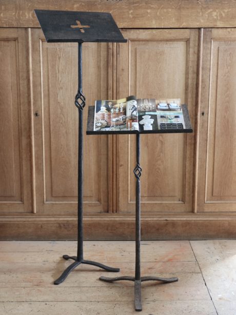 Pair of French wrought iron lectern stands