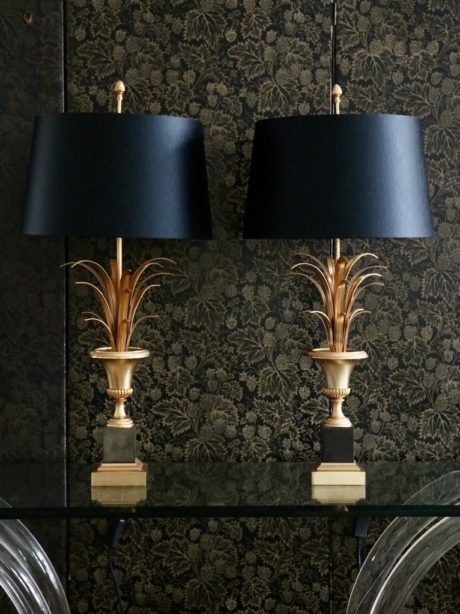 A Pair of French Wheat Sheaf Lamps c.1970