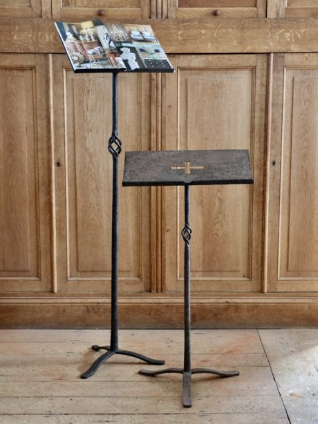Pair of French wrought iron lectern stands