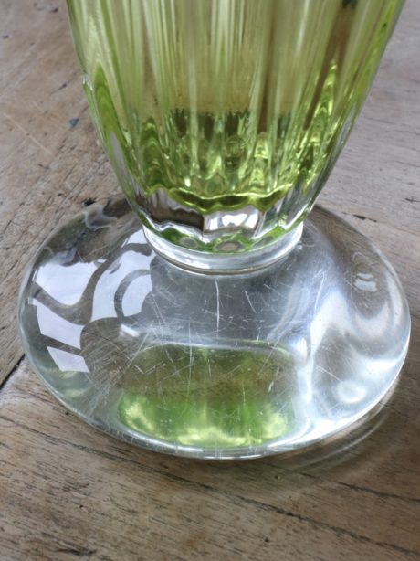 Bohemian crystal chartreuse vase