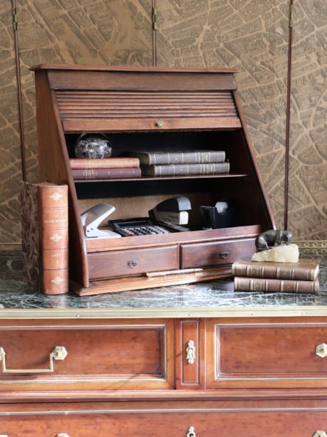 Oak Tambour Front Desktop Stationery Cabinet