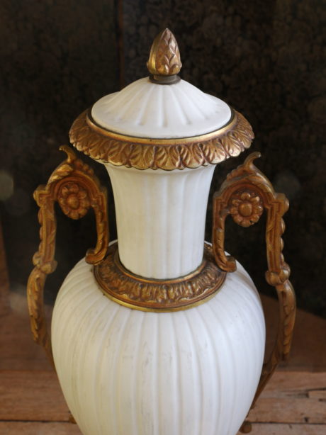 Pair of Louis XVI style lidded earthenware vases