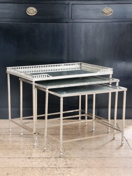 Set of three Hollywood Regency French nesting tables