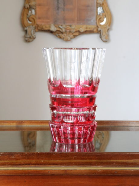 Cranberry cut to clear crystal Val St Lambert vase