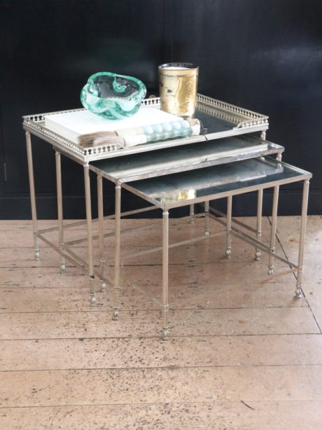 Set of three Hollywood Regency French nesting tables