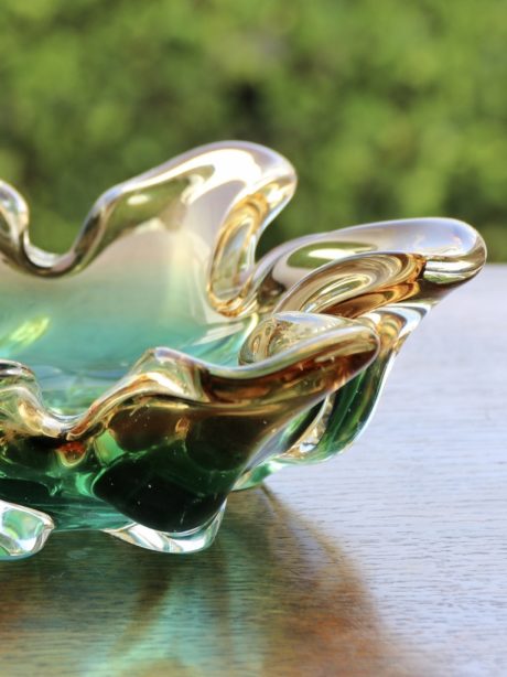 Japanese Sanyu Freeform Organic Lobed Glass Bowl
