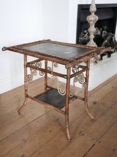 Victorian Tiger bamboo chinoiserie side table
