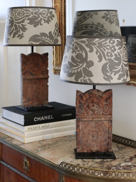 Antique terracotta tile lamps c.1900