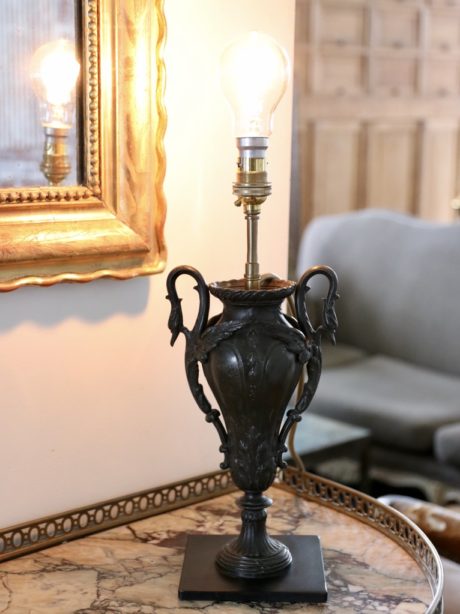 Mid century classical Spelter Swan table lamp