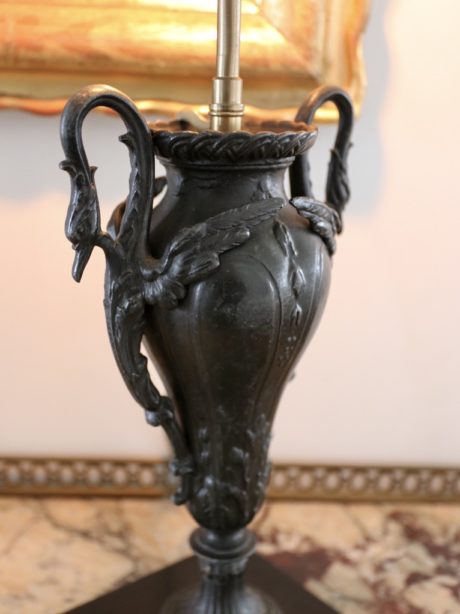 Mid century classical Spelter Swan table lamp