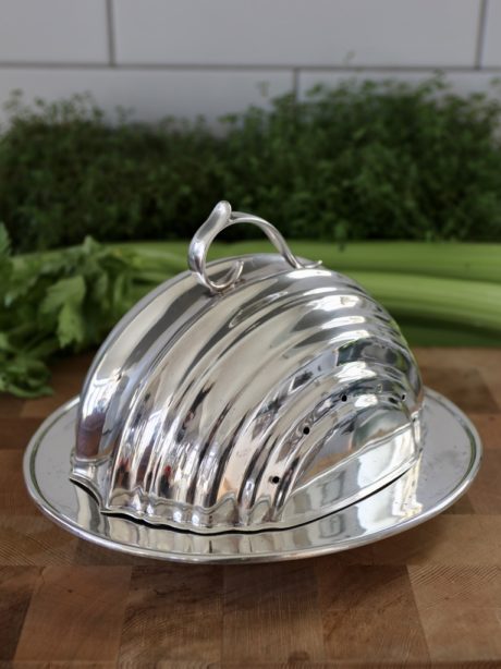 English Silver Plated 'helmet' shaped cheese dish c.1920