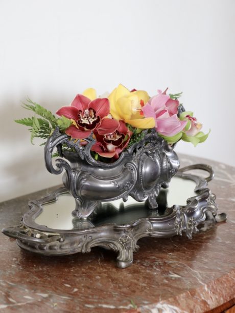 Antique French spelter mirrored table centrepiece