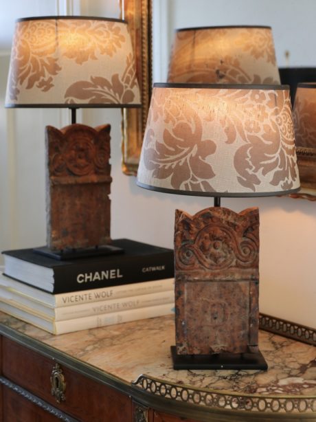 Antique terracotta tile lamps c.1900