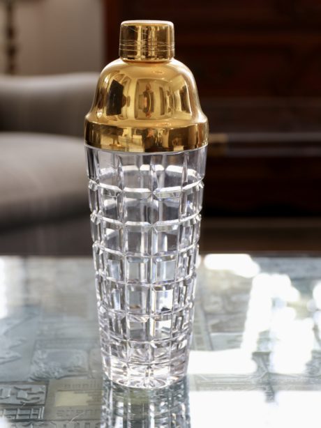 Gold plated crystal cocktail shaker and vase