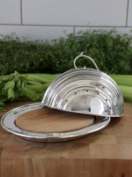 English Silver Plated 'helmet' shaped cheese dish c.1920