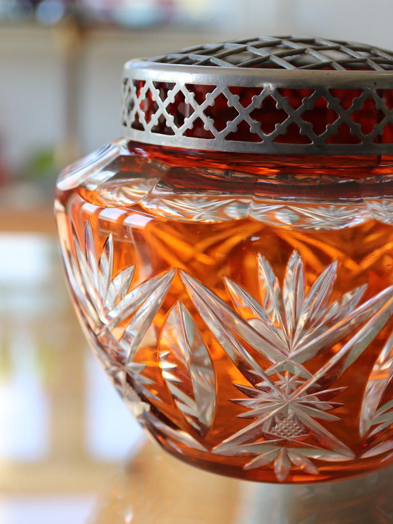 Val St Lambert Amber “Pique Fleurs” vase – European Antiques