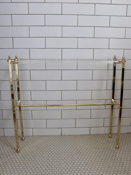 French Art Deco glass rod and brass towel rail