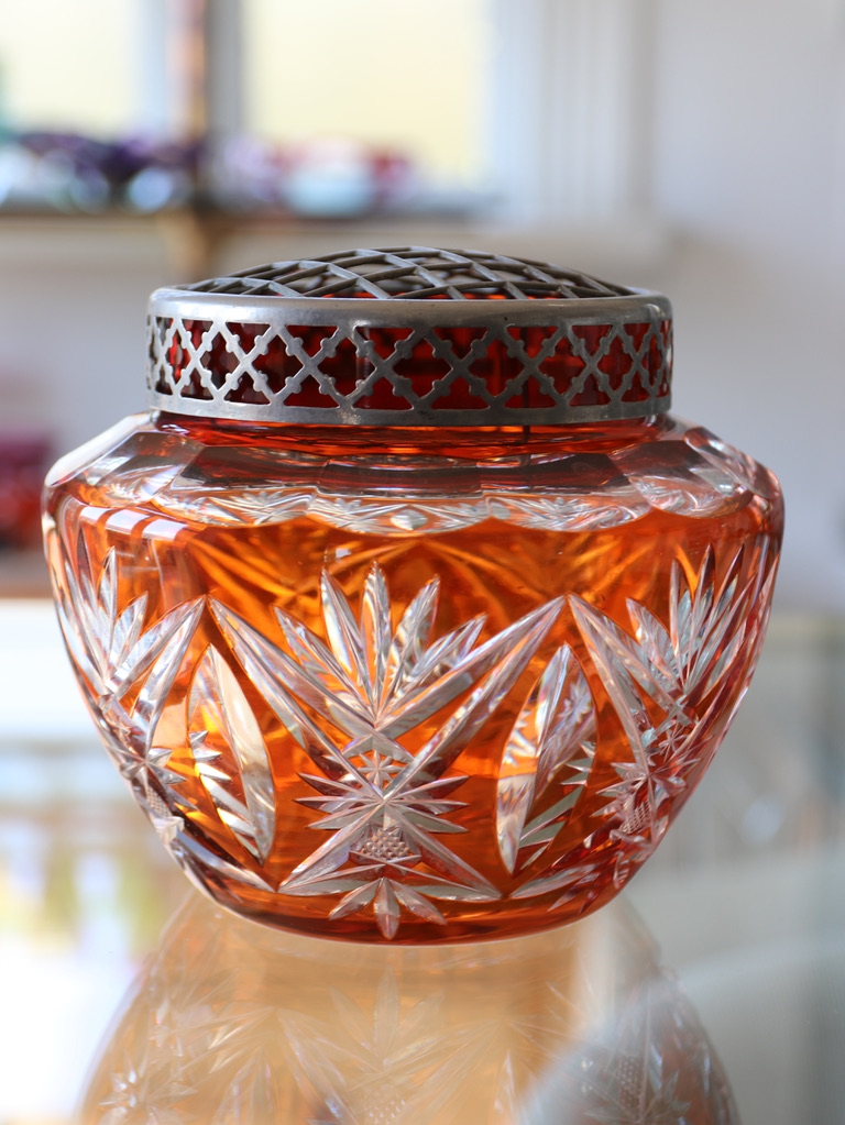 Val St Lambert Amber “Pique Fleurs” vase – European Antiques