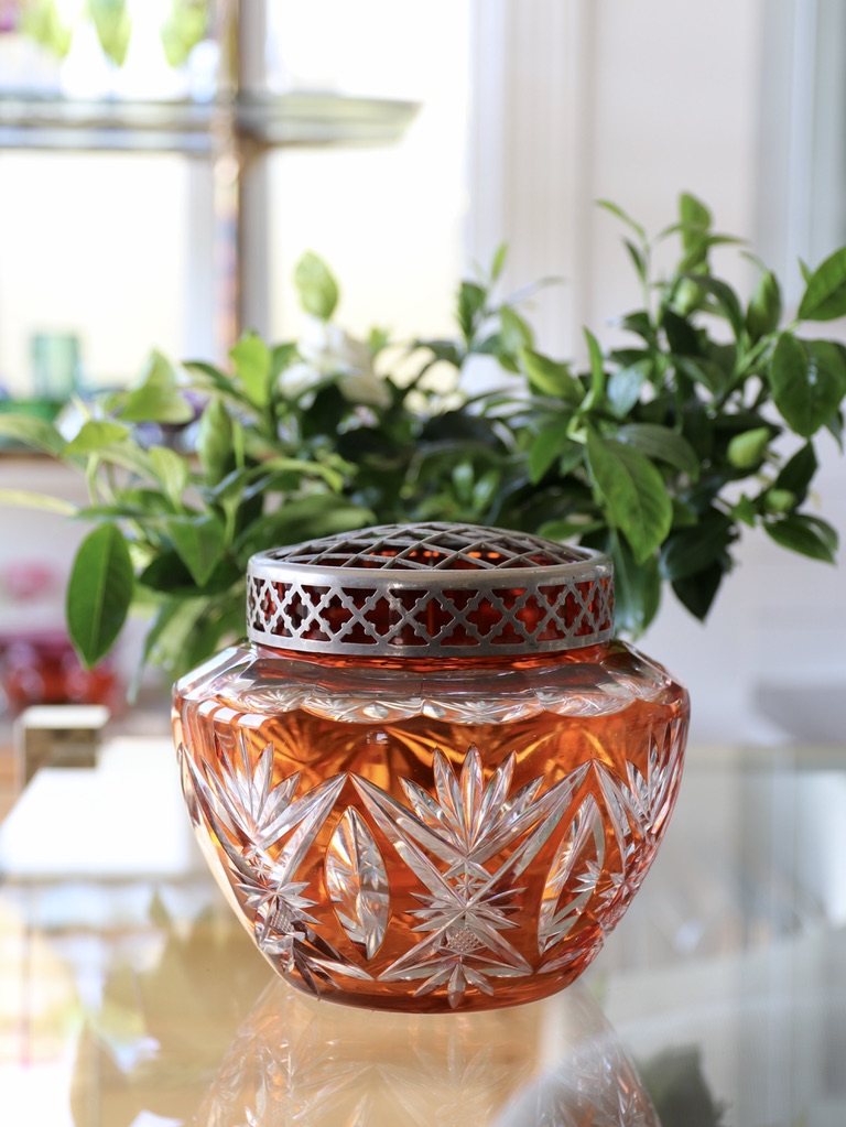 Val St Lambert Amber “Pique Fleurs” vase – European Antiques