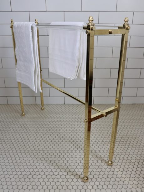 French Art Deco glass rod and brass towel rail