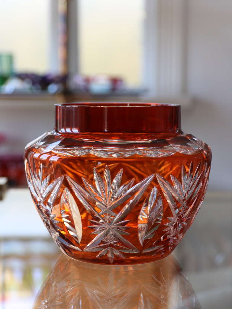 Val St Lambert Amber “Pique Fleurs” vase – European Antiques
