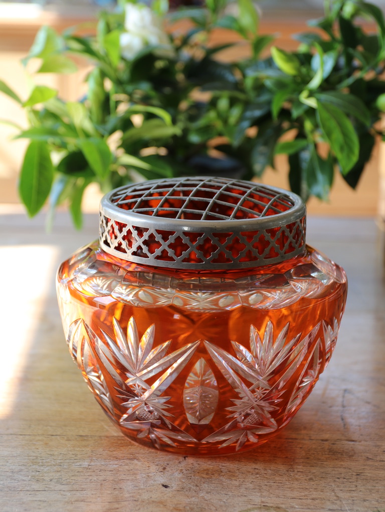 Val St Lambert Amber “Pique Fleurs” vase – European Antiques