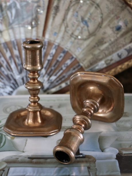 18th century French red copper candlesticks
