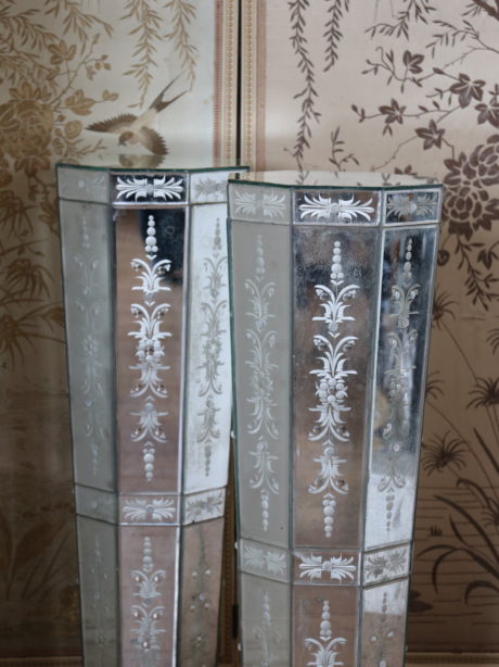 Pair of mid century Venetian mirror plinths