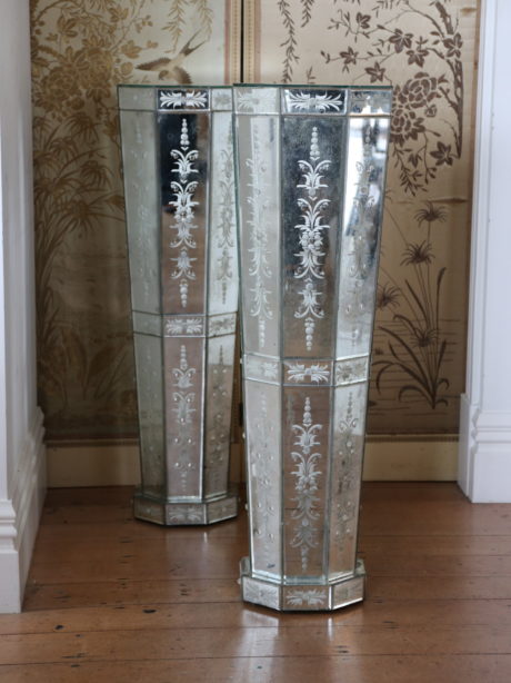 Pair of mid century Venetian mirror plinths