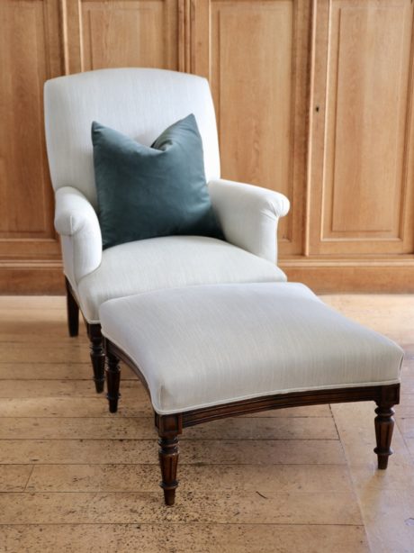 Antique French bergere chair and footstool