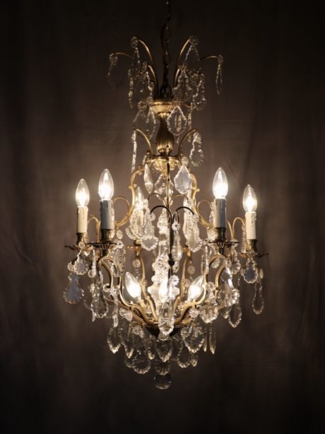 Antique gilded bronze and crystal chandelier