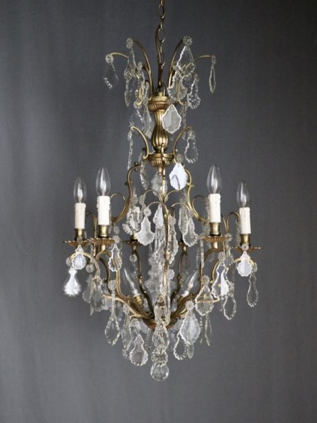 Antique gilded bronze and crystal chandelier