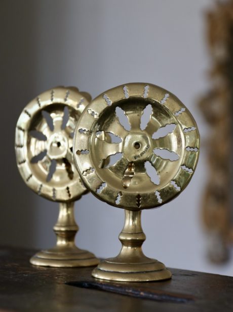 English Victorian Brass candle reflectors