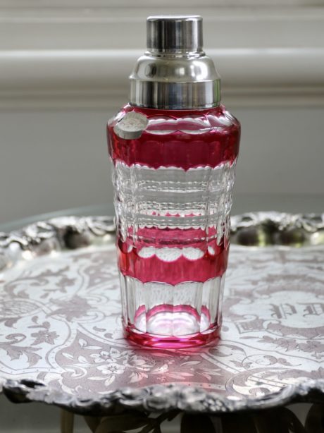 Val St Lambert cranberry cocktail shaker
