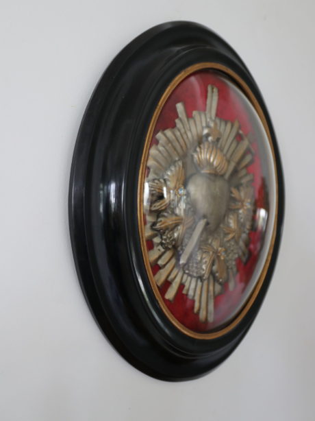 Antique Napoleon III framed gilded metal ex-voto