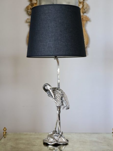 Spanish silver-plated heron lamp