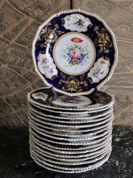 Bloor Derby Hand-Painted Dinner Plates c.1830