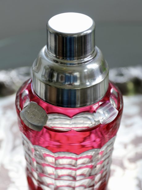 Val St Lambert cranberry cocktail shaker