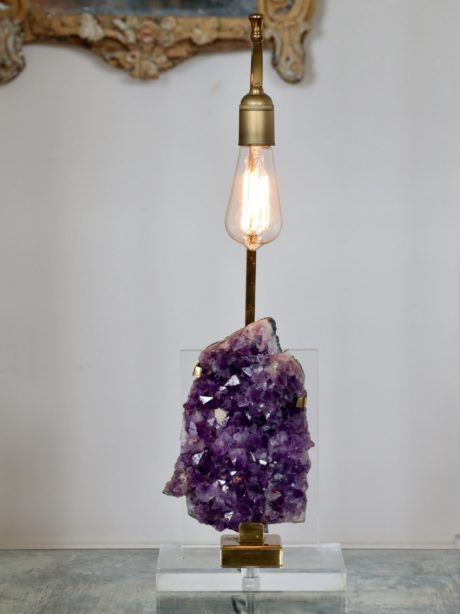 Amethyst Geode Table Lamp, in the Style of Willy Daro