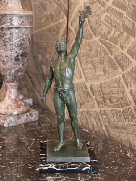 Art Deco spelter sculpture of a sporting figure