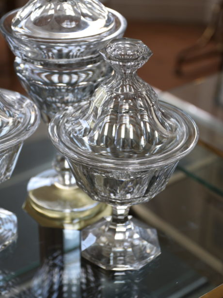 19th century crystal sweetmeat lidded jars