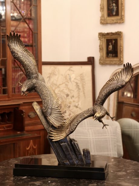 Sculpture of Eagles in Flight by Irenee Rochard