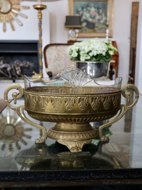 Antique Neoclassical jardiniere with glass insert