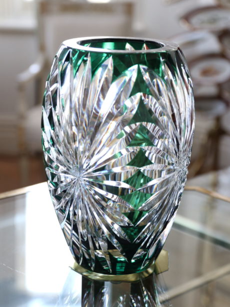 Val St Lambert emerald cut crystal vase