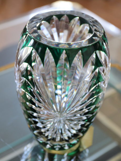 Val St Lambert emerald cut crystal vase