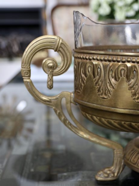 Antique Neoclassical jardiniere with glass insert